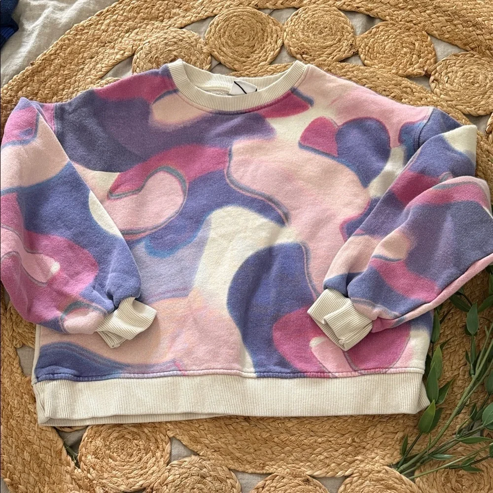 Zara Crew Boxy Abstract Printed Multicolor Sweatshirt. SIze 11-12 NWOT
